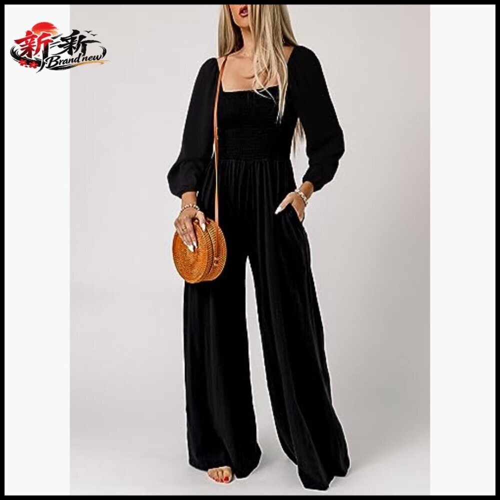 Sleeveless Wide Leg Jumpsuit With Pockets, Loose Fit View 2